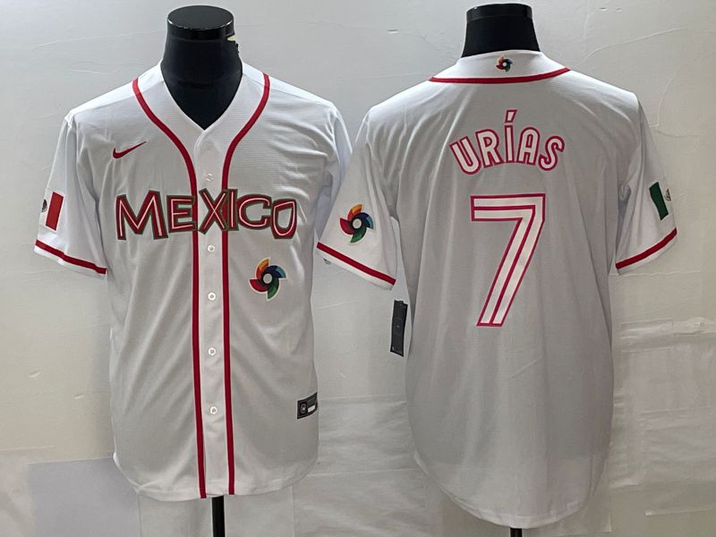 Men 2023 World Cub Mexico #7 Urias White Nike MLB Jersey63->more jerseys->MLB Jersey